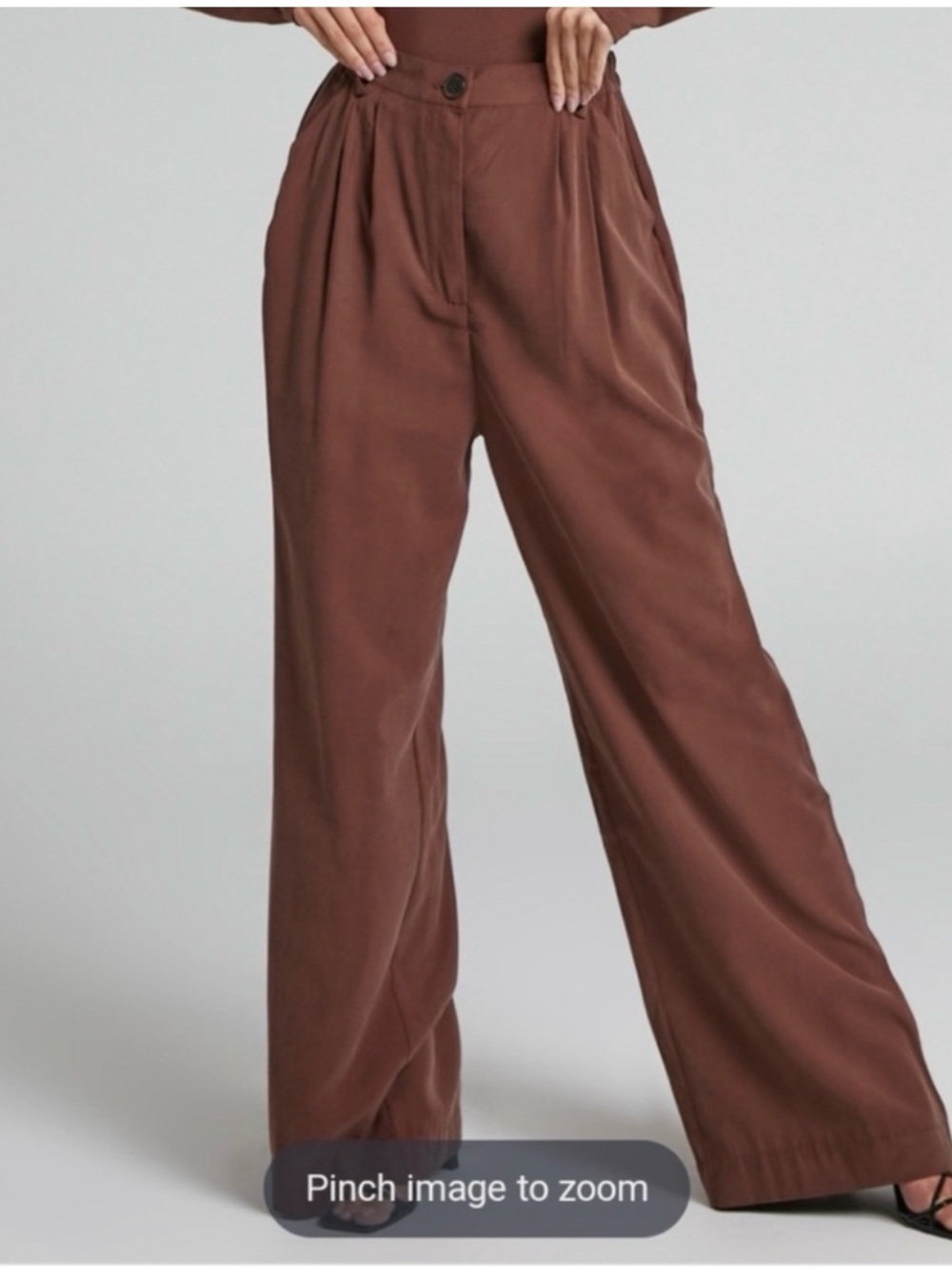 WeWoreWhat High-Waist Pleated Lounge Pants - Mauve/Brown